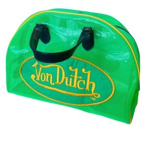 Vintage Von Dutch Bag in Large Neon Green bowling duffles gym weekender Y2K